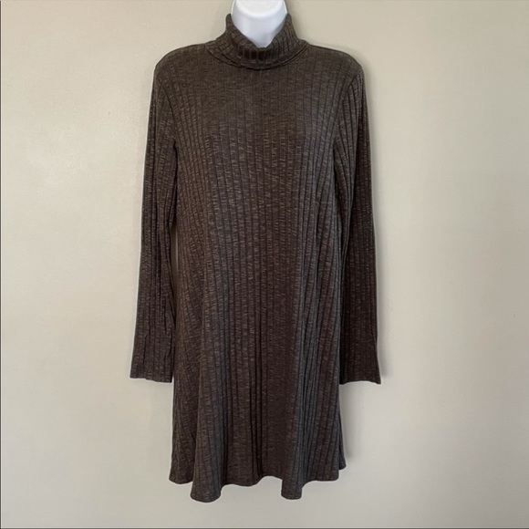 Jasper Poor Boy Rib 3/4 Sleeve Mock Neck Dress in Galvanized NWOT - Picture 4 of 9